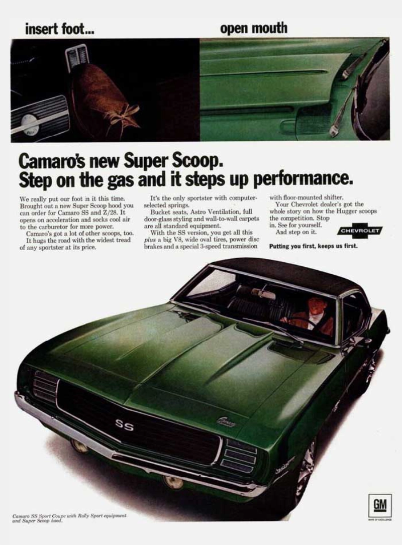 Vintage auto ad: Step on the gas and it steps up performance.